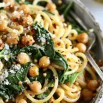 20 Minute Spicy Garlic Spinach Pasta with Chickpeas