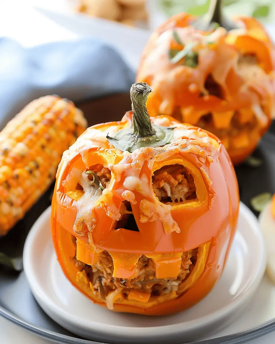 Jack O Lantern Stuffed Peppers: Easy Turkey Bacon Delight