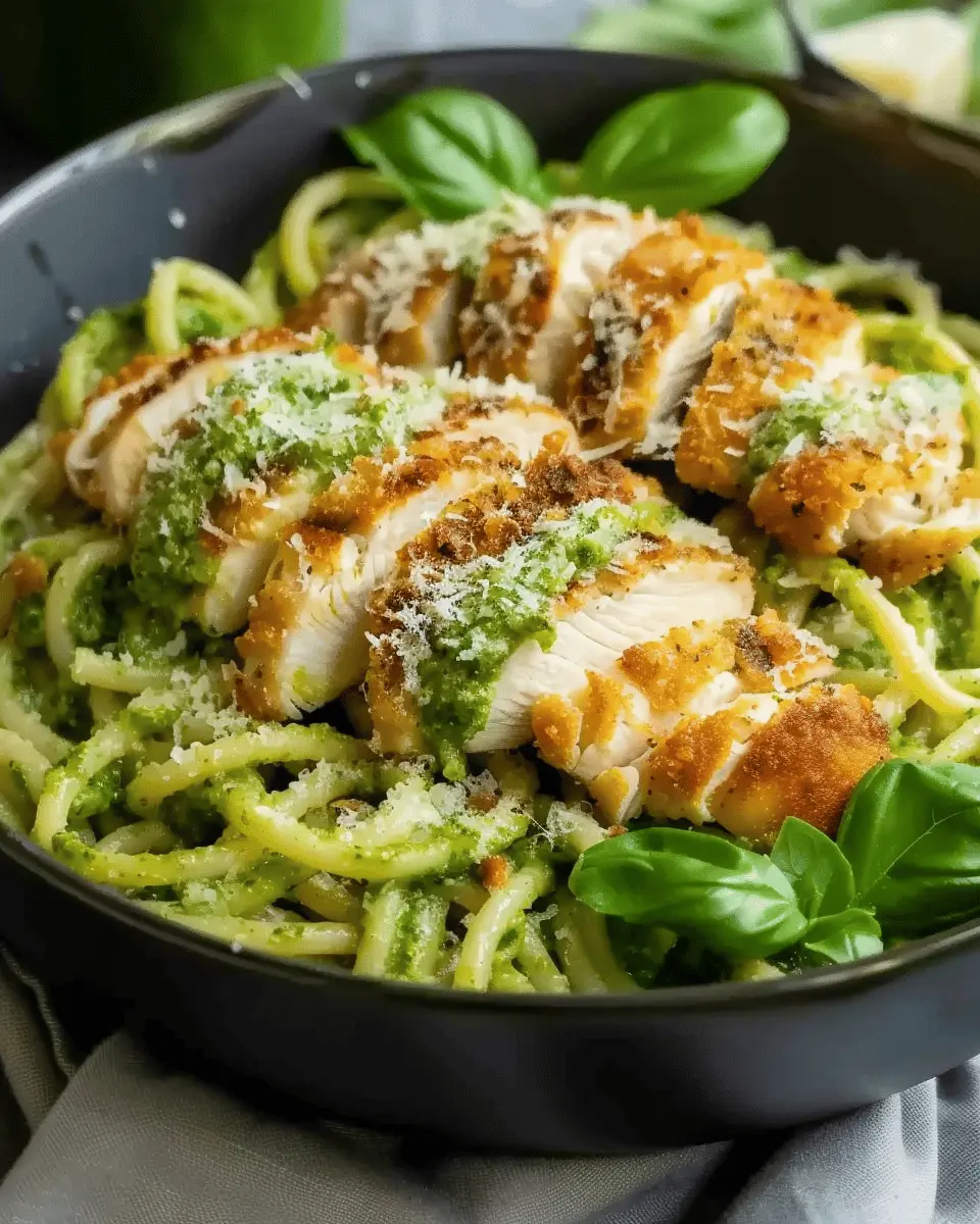 Pesto Pasta with Crispy Parmesan Chicken: A Delicious Twist