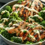 Grilled Chicken & Broccoli Bowls with Creamy Garlic Sauce Grilled Chicken & Broccoli Bowls