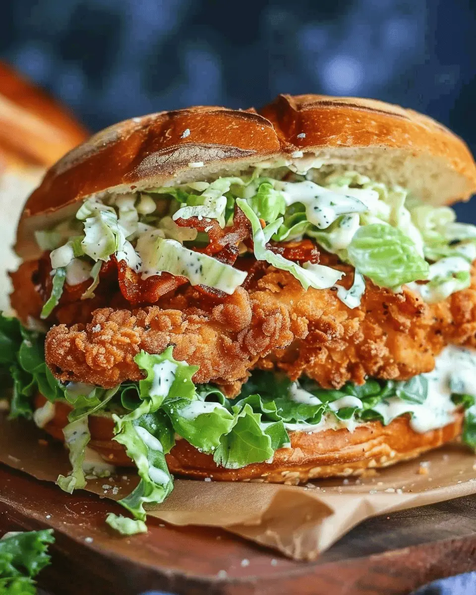 Crispy Chicken Caesar Sandwich with Turkey Bacon for a Zesty Twist