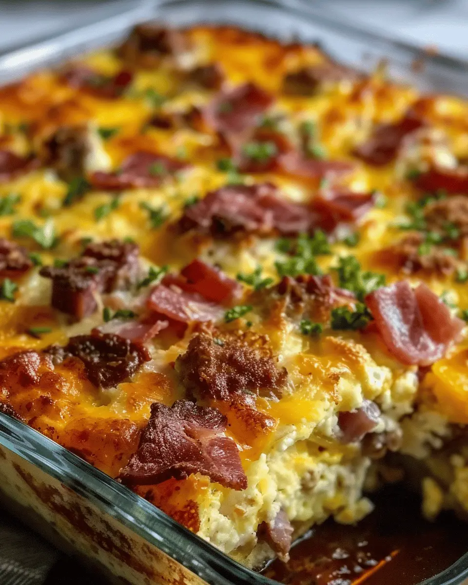 Crack Breakfast Casserole: Easy Comfort Food with Turkey Bacon and Chicken Ham