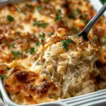 French Onion Chicken Orzo Casserole
