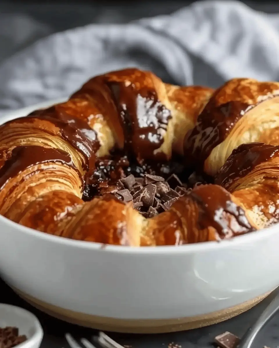 Chocolate Croissant Breakfast Bake with Turkey Bacon Delight
