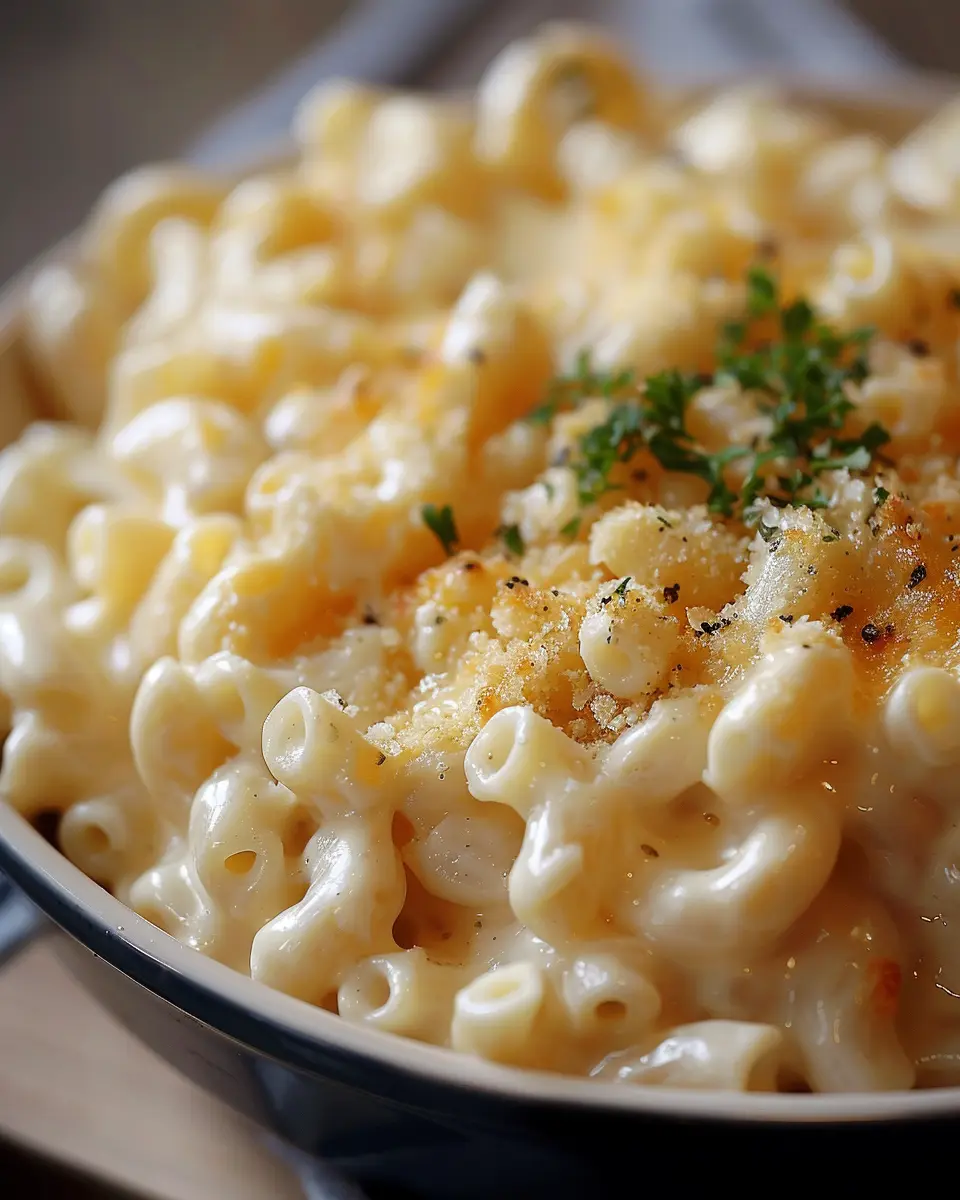 Creamy Mac and Cheese with Turkey Bacon and Chicken Ham Delight