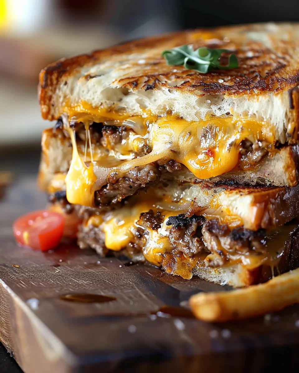 Patty melts: Indulgent Turkey Bacon and Chicken Ham Delight