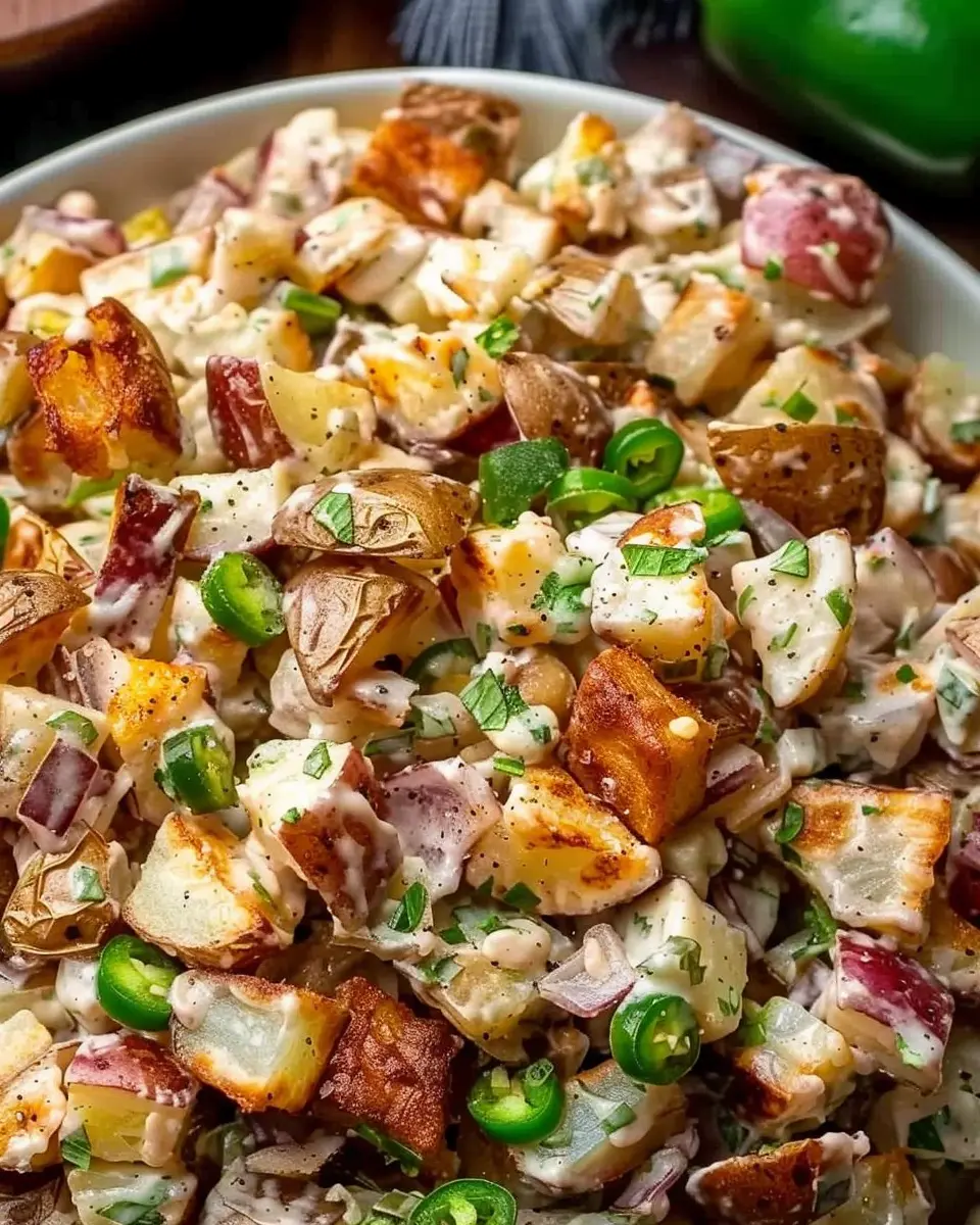 Jalapeno Popper Roasted Potato Salad with Turkey Bacon Delight