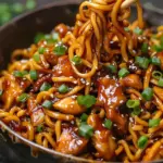 Sticky Garlic Chicken Noodles Recipe