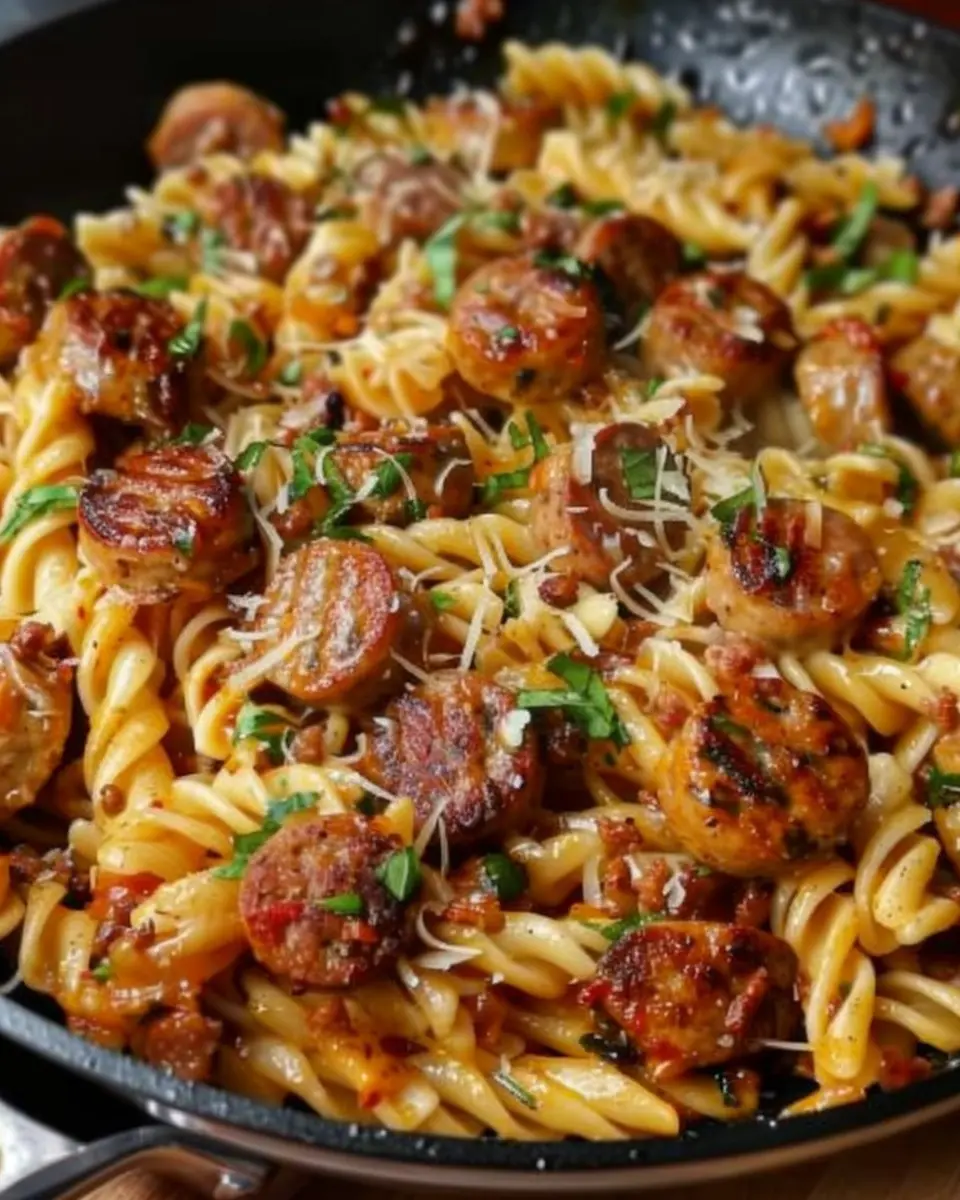 sticky honey garlic sausage pasta skillet: a quick and tasty delight