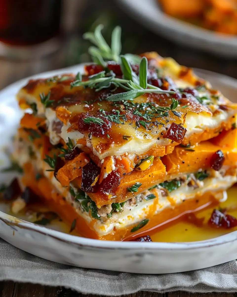 Layered Sweet Potato Butternut Squash Carrot Lasagna Delight