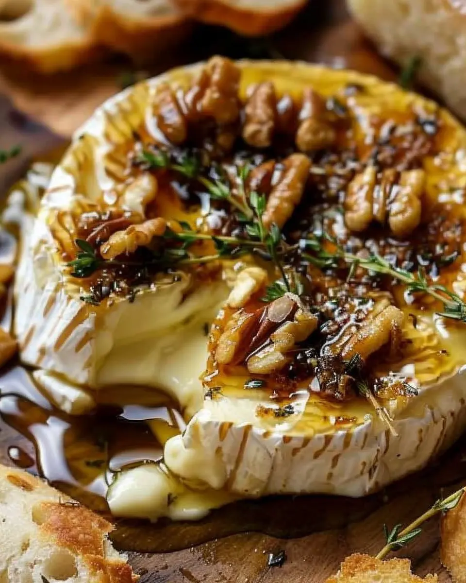 Gooey Baked Brie with Turkey Bacon and Chicken Ham Delight