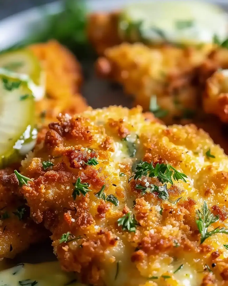 Crispy Dill Pickle Parmesan Chicken with Turkey Bacon Delight