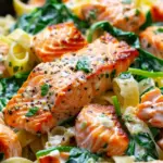 Salmon Spinach Pasta Dish