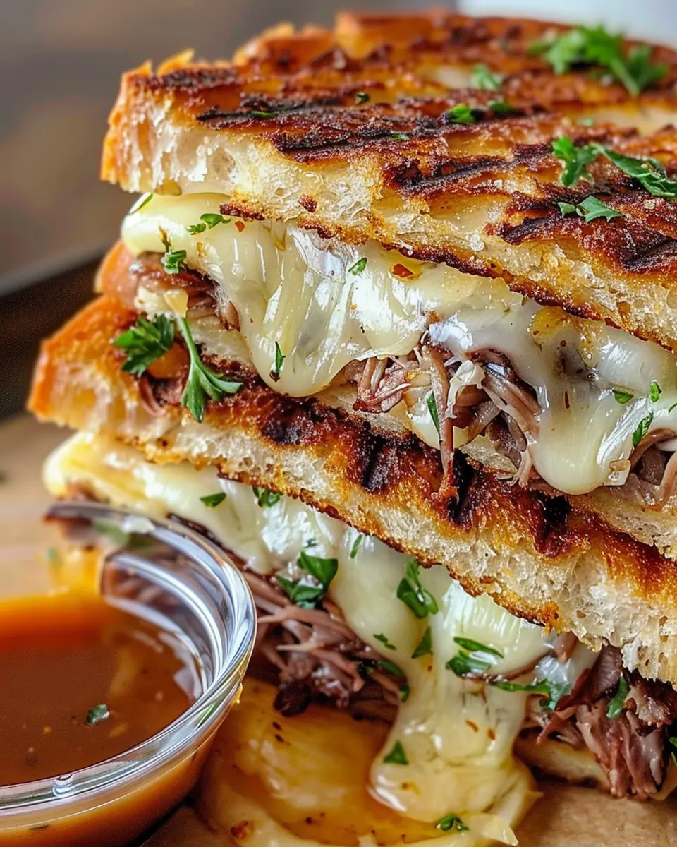 French Dip Grilled Cheese: Indulgent Twist with Turkey Bacon and Beef