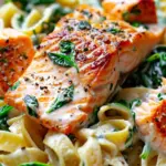 Salmon Spinach Pasta Dish