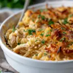 French Onion Chicken Orzo Casserole