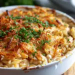 French Onion Chicken Orzo Casserole