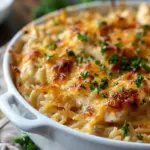 French Onion Chicken Orzo Casserole