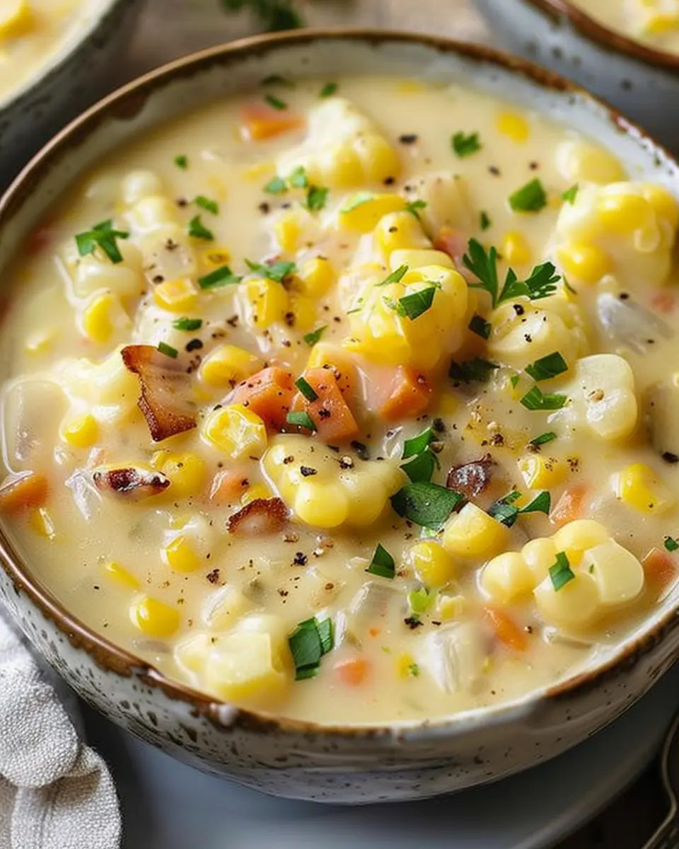 Creamy Corn Chowder with Turkey Bacon: A Cozy Comfort Dish