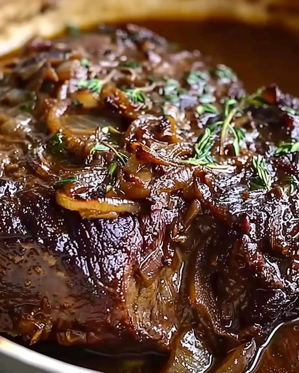 Comforting French Onion Pot Roast Made Easy with Turkey Bacon