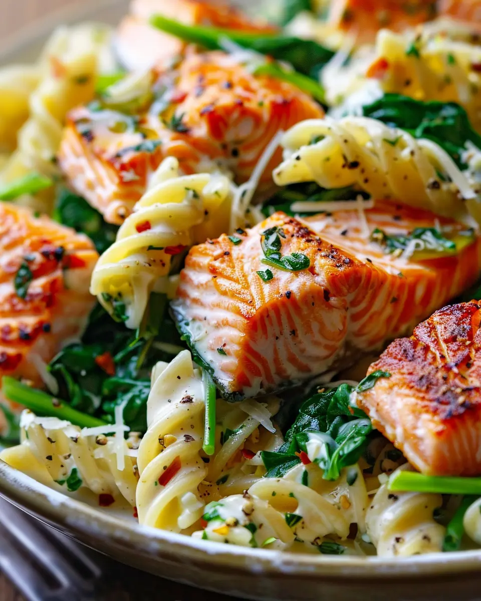 Salmon Spinach Pasta Dish: Easy, Healthy Delight for Dinner